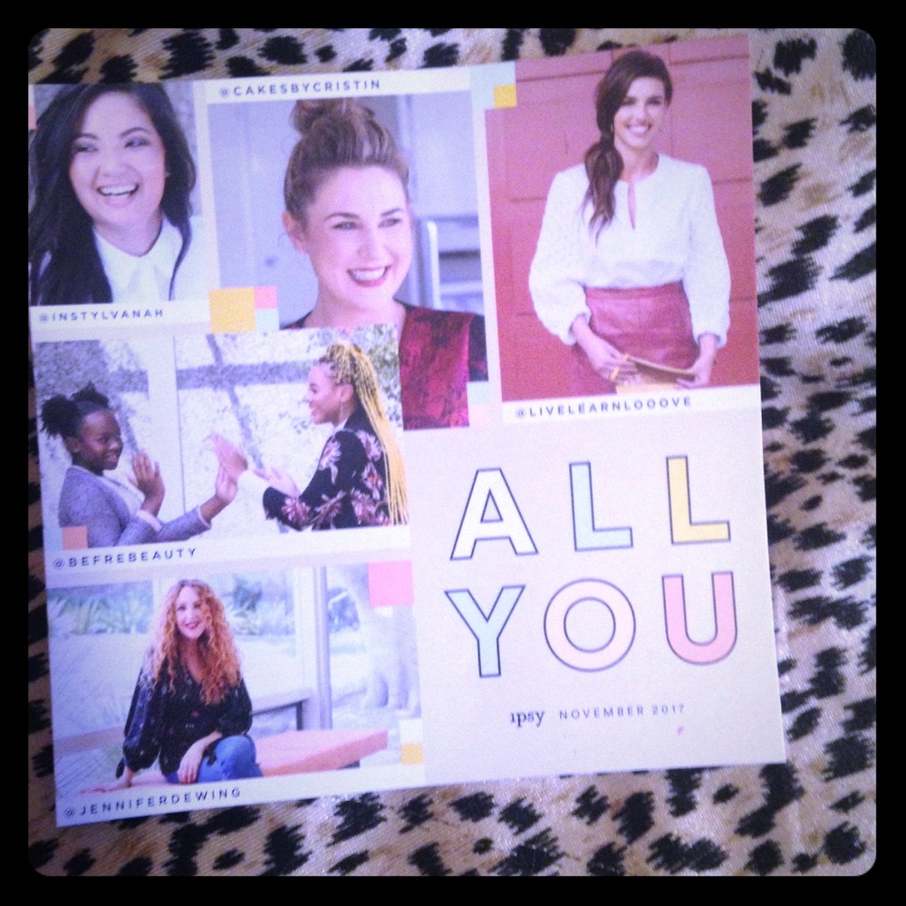 Ipsy November 2017 "All You" notecard!